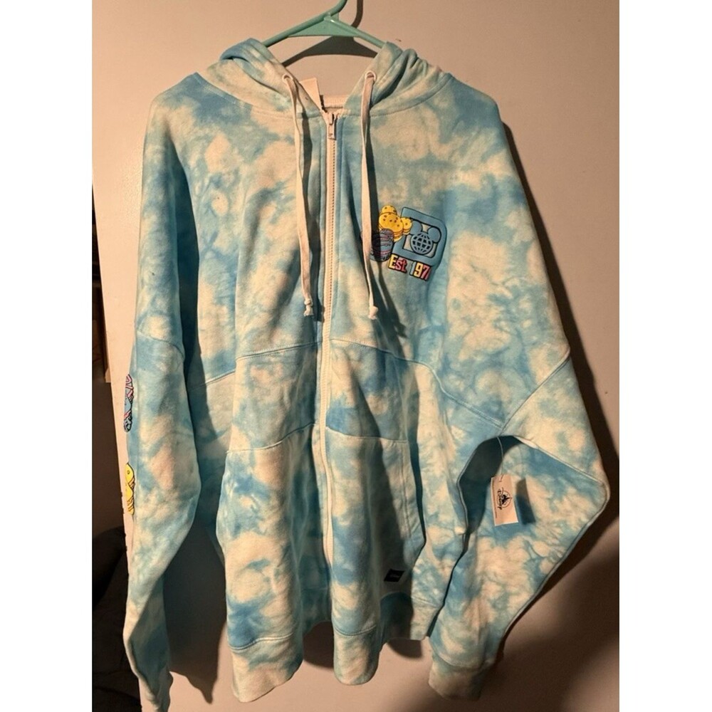 Disney Parks Disney Eats Macaron Spirit Jersey Zip Hoodie Blue Tie Dye NWT XXL
